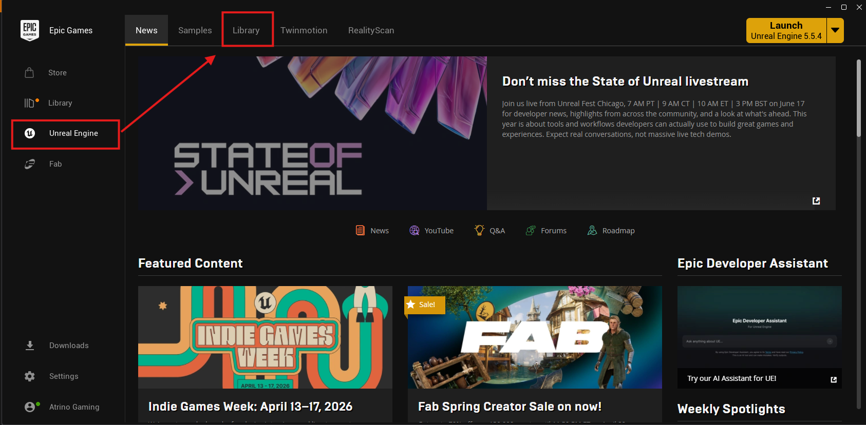 Epic Games Launcher Library — start Meta Play Kit install