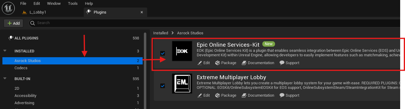Enable Meta Play Kit plugin in Unreal Editor