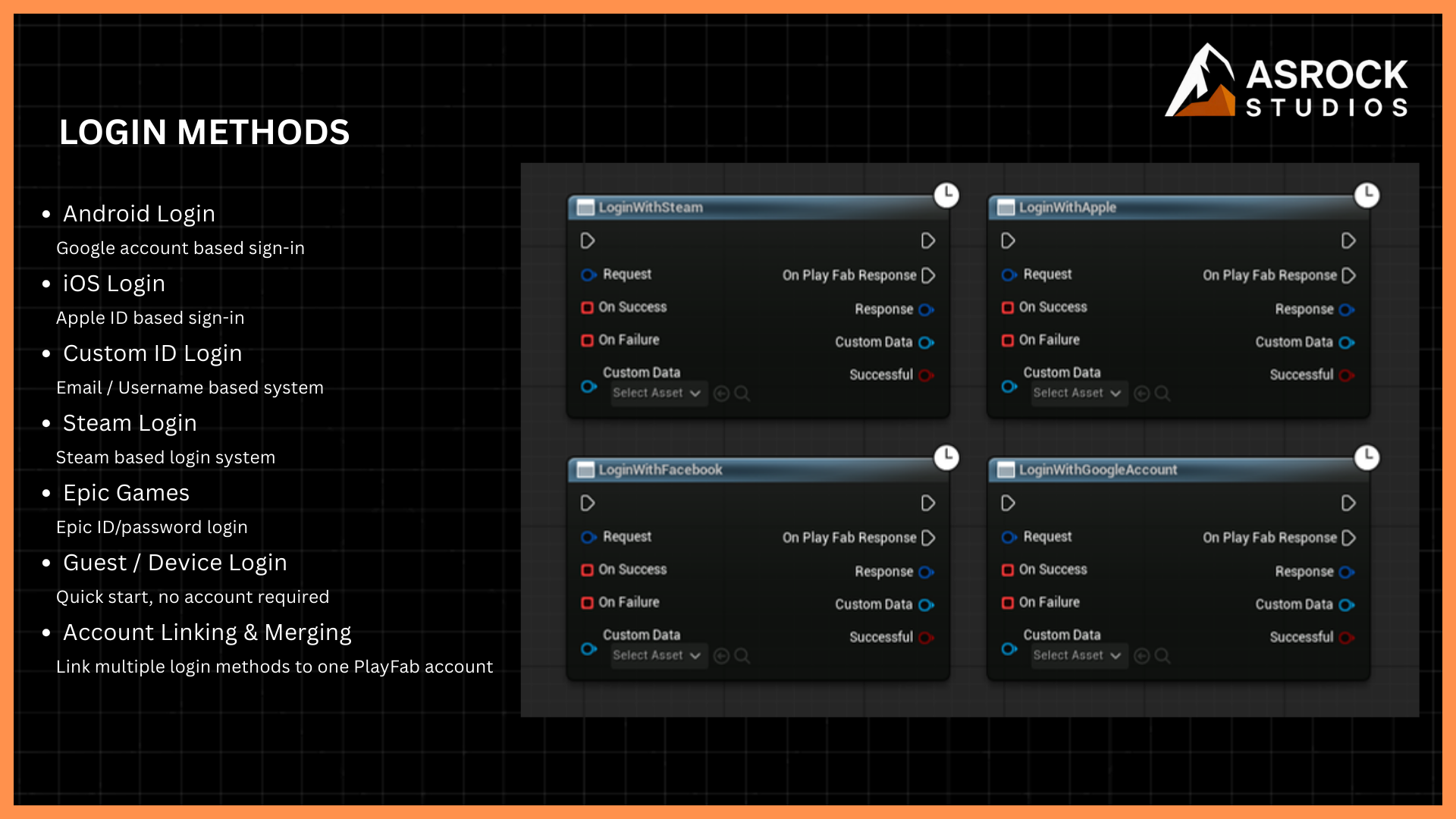 Ultimate PlayFab Kit — login methods and auth Blueprints