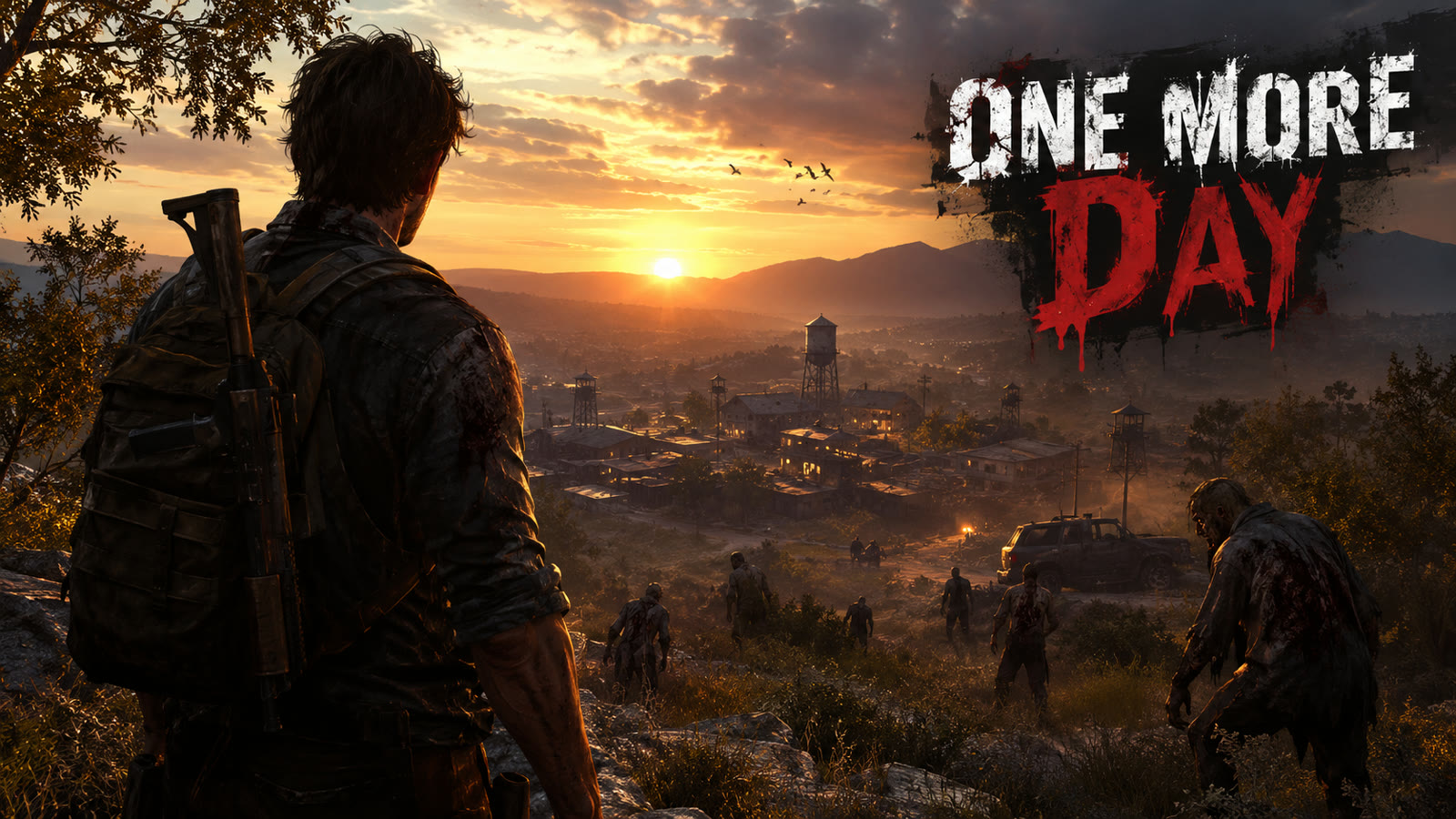 One More Day — key art title over sunset valley and infected