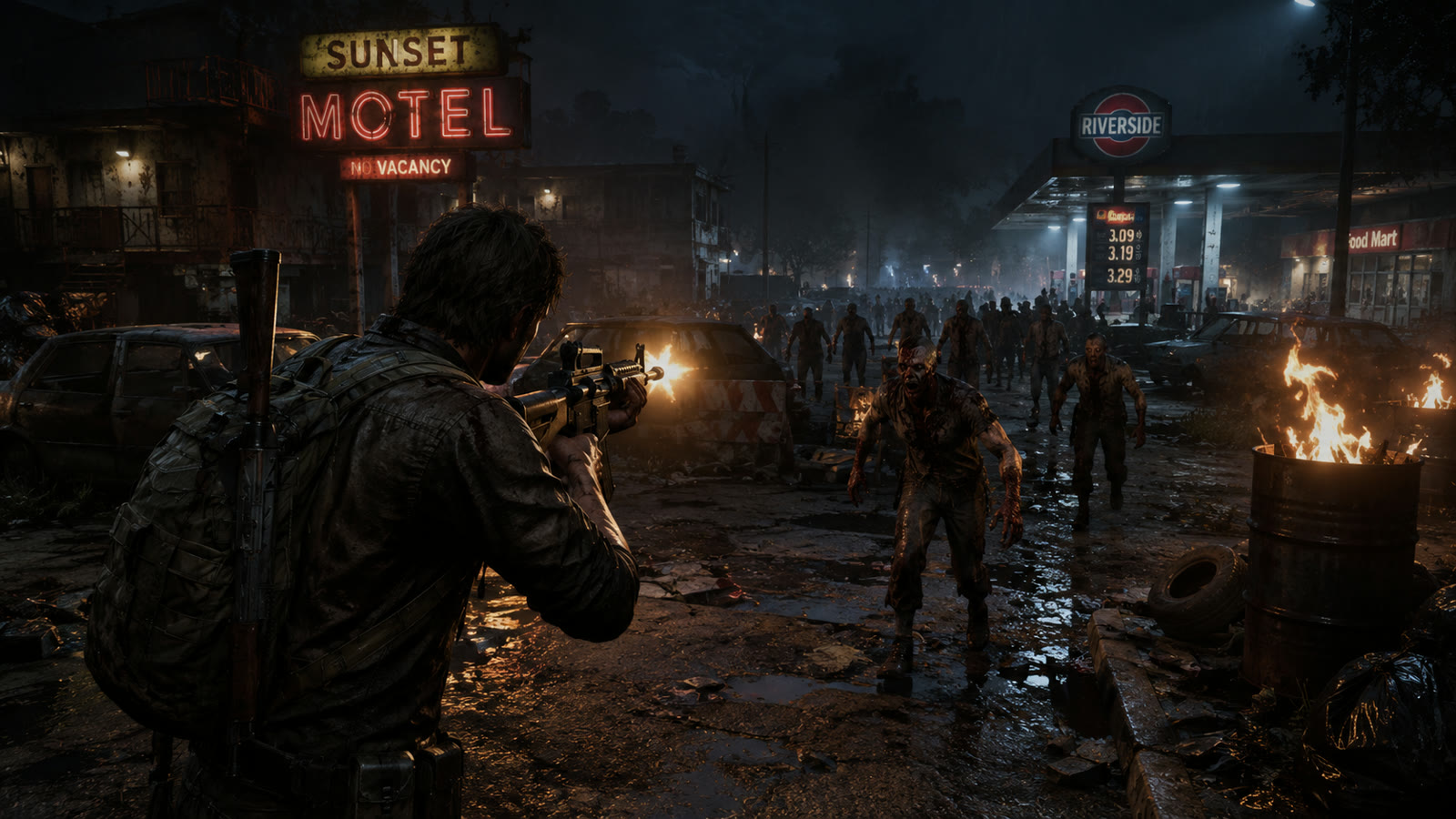 One More Day — rifle firefight against zombies at Sunset Motel